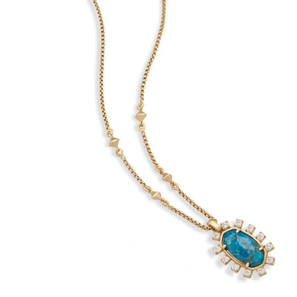 Kendra Scott Brett Pendant Necklace in Gold and Blue Apatite - Picture 2 of 4